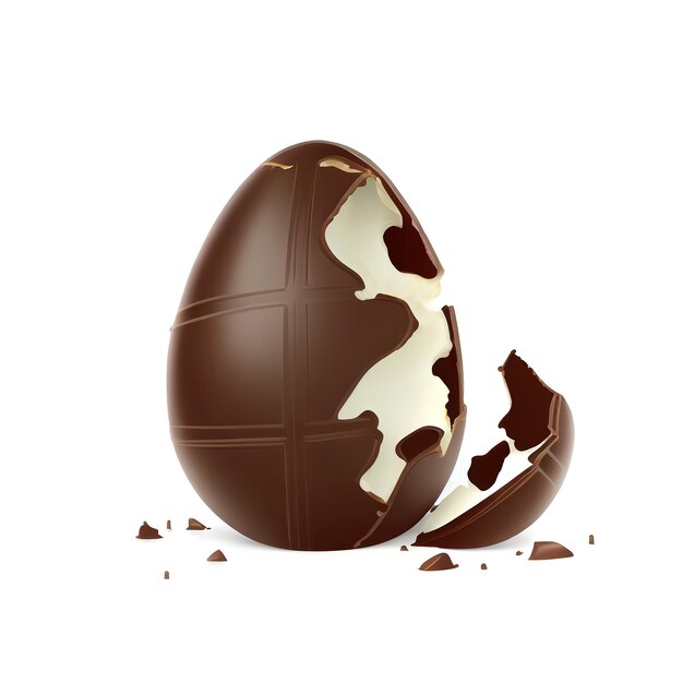 Oeuf Chocolat Isolé Oeuf Pâques Ouvert Cassé Illustration Ai Générative