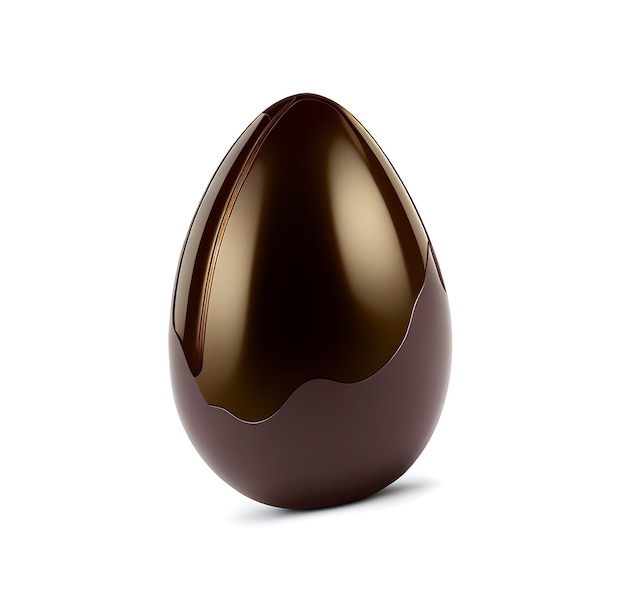 Oeuf Chocolat Isolé Oeuf Pâques Ouvert Entier Illustration Ai Générative