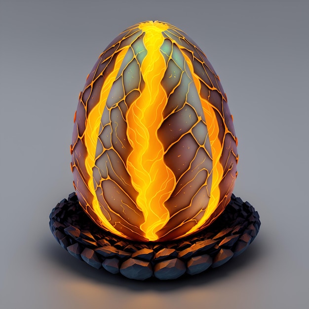 Oeuf de dragon rougeoyant avec surface brisée 3d