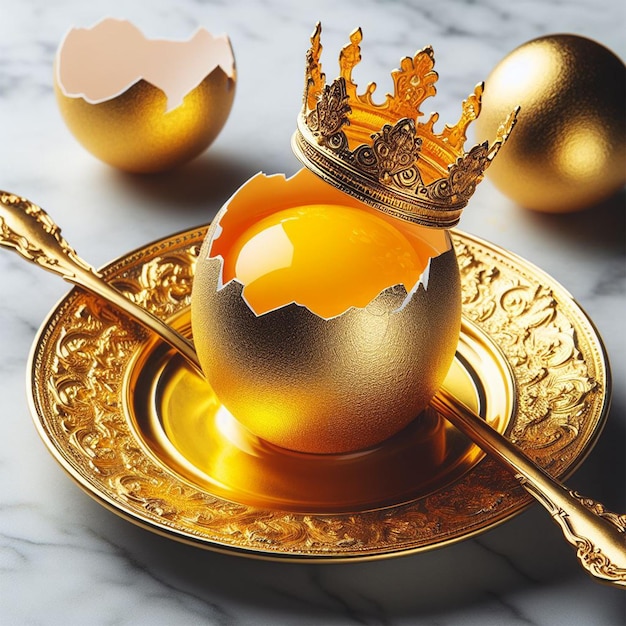 Photo un œuf extravagant brisé avec de l'espace disponible