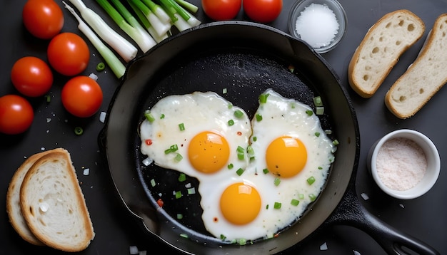 Un œuf frit dans une casserole en fonte