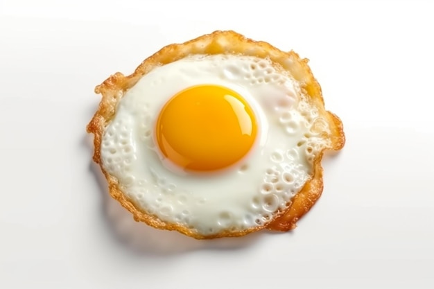 Oeuf frit sur fond blanc isolé