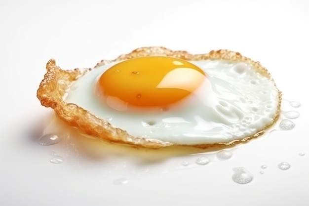 Oeuf frit sur fond blanc isolé