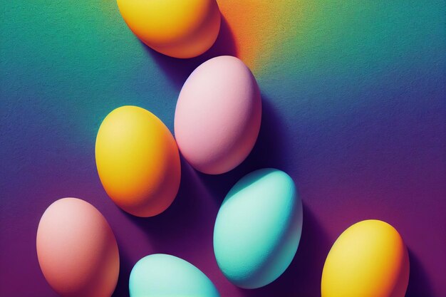 Un œuf de Pâques coloré avec le mot Pâques en bas