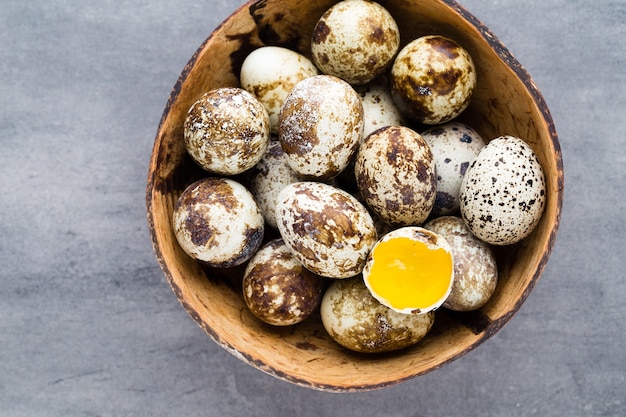 Oeufs de caille dans le nid, symbole du printemps.