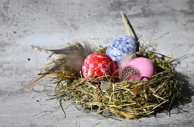 oeufs de caille sur fond clair encadrés de plumes de caille