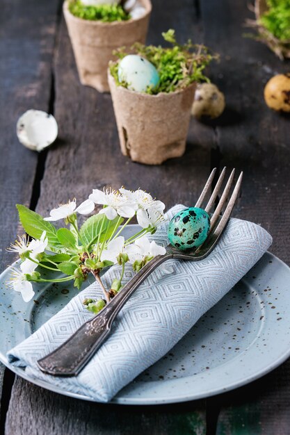 Oeufs de caille de Pâques colorés