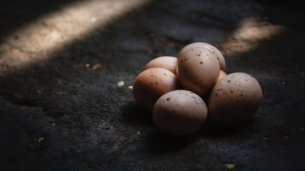 Photo des œufs de canard sur une surface sombre