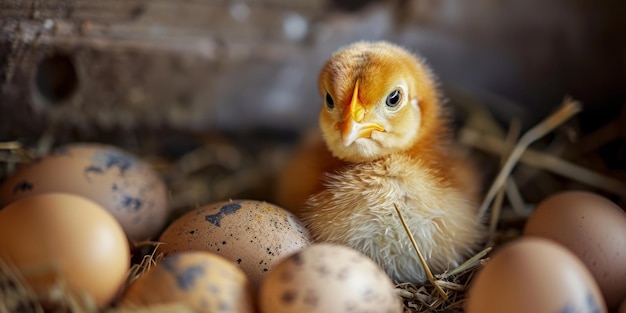 Photo les œufs d'éclosion des poules dans le nid ai générative