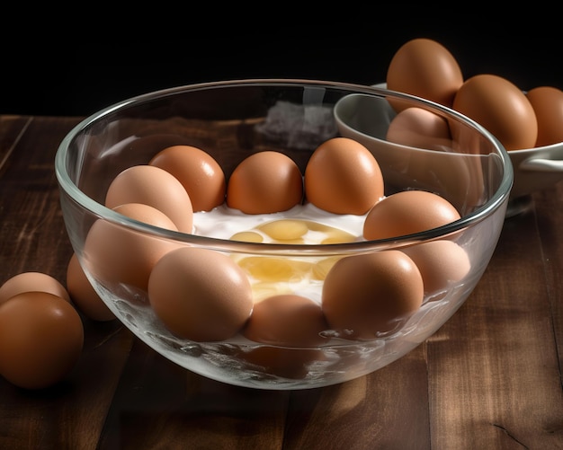 Oeufs entiers dans un bol Oeufs dans un bol à fond de verre