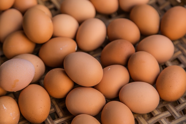 Oeufs frais au marché bouchent