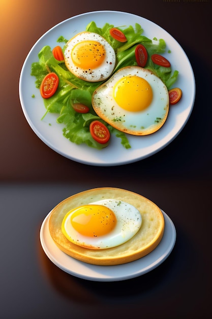 Oeufs frits avec des légumes