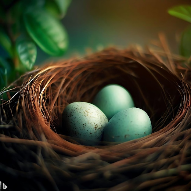 Photo oeufs de nid d'oiseaux générer ai