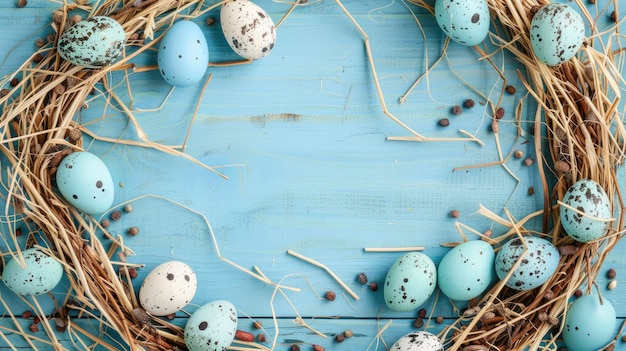 Des œufs de Pâques à la bordure avec un espace de copie Bonne Pâques