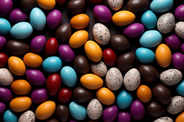 Des œufs de Pâques colorés à l'arrière-plan Vue supérieure Concept de la Pâque