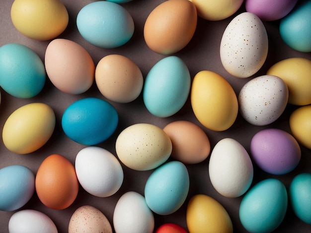 Des œufs de Pâques colorés en arrière-plan vue supérieure