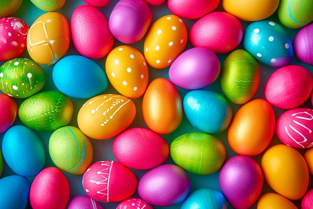 Photo des œufs de pâques colorés en arrière-plan