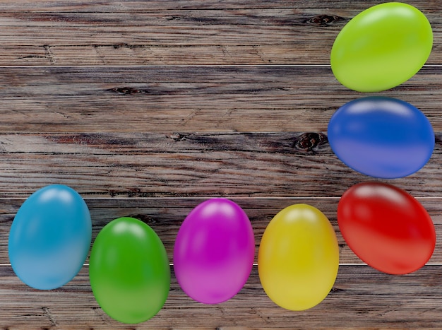 Photo oeufs de pâques colorés sur bois