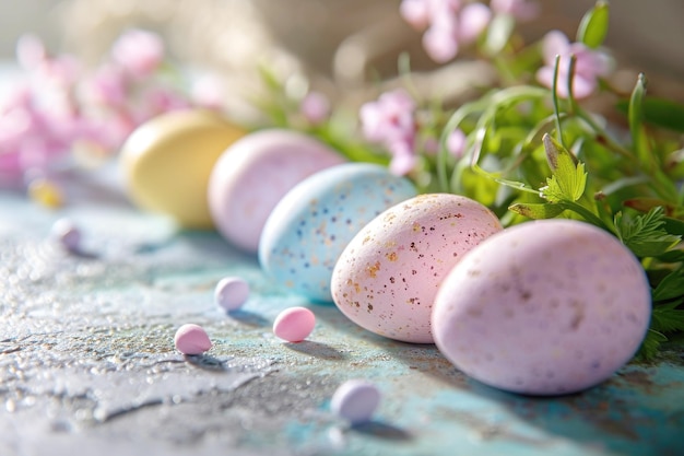 Photo des œufs de pâques colorés dans une cuisine rustique