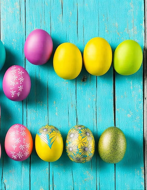 oeufs de pâques colorés sur fond plat joyeuses pâques