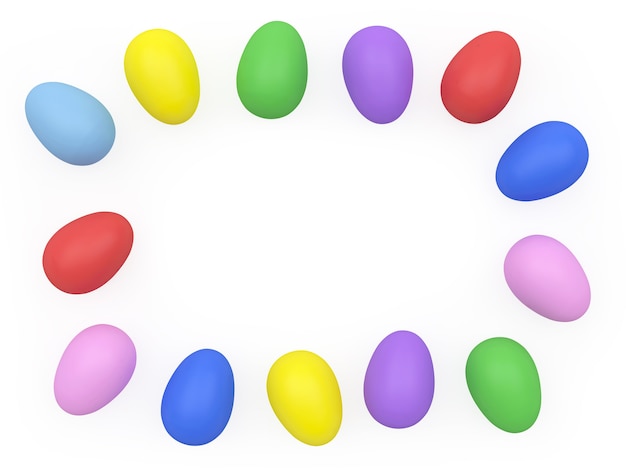 Oeufs de Pâques colorés se trouvent dans un cercle