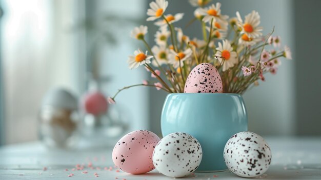 Photo des œufs de pâques colorés et une serviette sur une table en bois