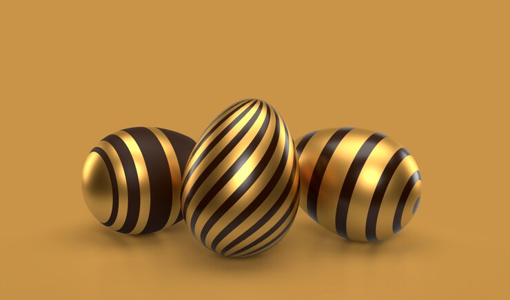 Oeufs de Pâques de couleur dorée.
