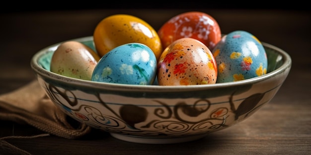 Oeufs de Pâques dans l'assiette