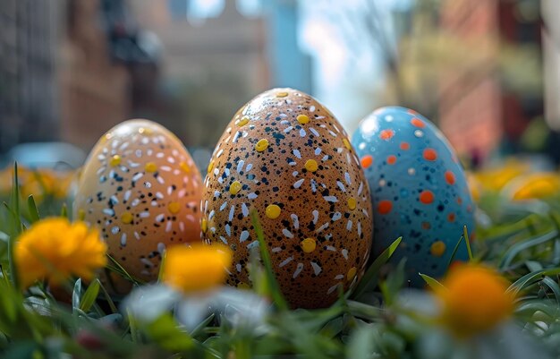 Photo des œufs de pâques dans le jardin