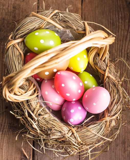 Oeufs de Pâques dans le panier