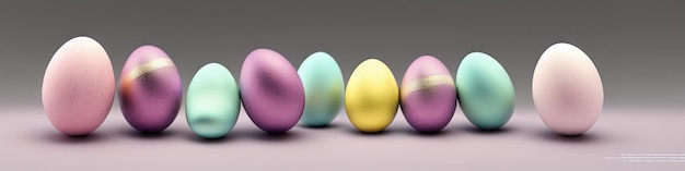 Oeufs de Pâques décoratifs en arrière-plan Espace pour le concept de bannière de texte pour les vacances de printemps Pâques Joyeuses Pâques colorées