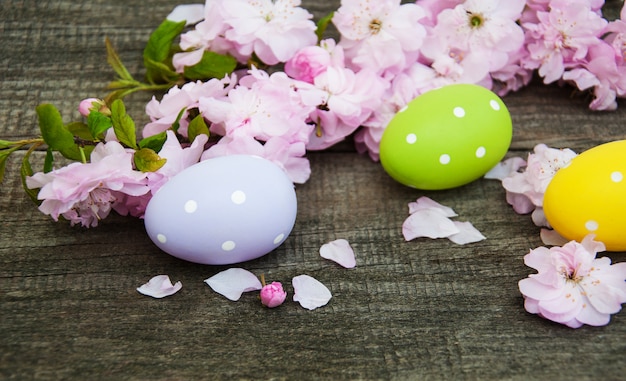 Oeufs de Pâques et fleur de sakura