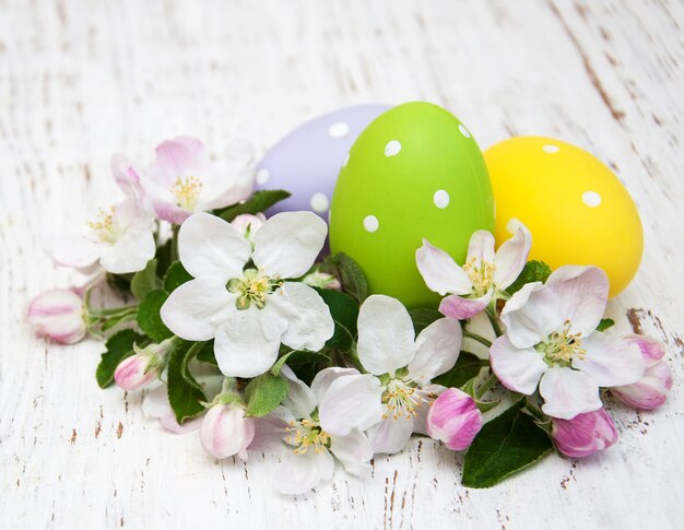 Photo oeufs de pâques à la fleur