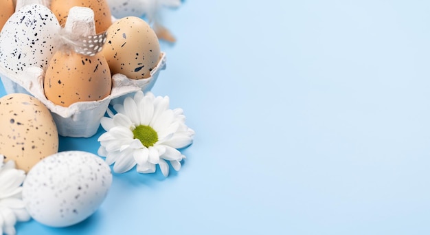 oeufs de Pâques et des fleurs