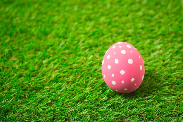 Oeufs de Pâques sur l'herbe verte.