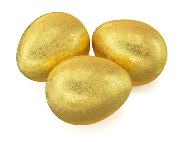 Oeufs de Pâques d'or isolés