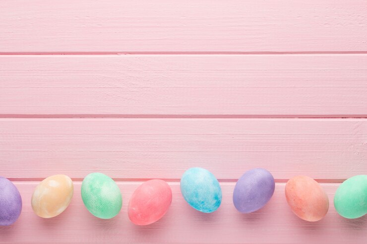 Oeufs de Pâques pastel. Carte de voeux de printemps.