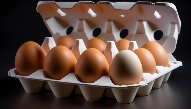 Oeufs de poule dans un plateau AI générative