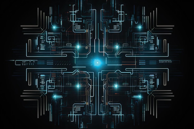 Photo oeuvre abstraite de concept de carte de circuit imprimé dans le style du ciel sombre