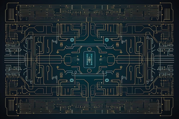 Oeuvre abstraite de concept de carte de circuit imprimé dans le style du ciel sombre