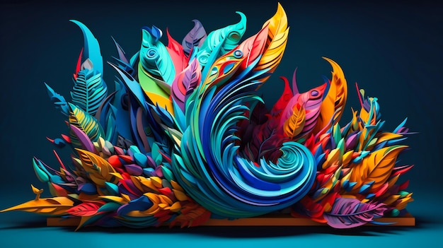 Une œuvre d'art abstraite trippante et colorée