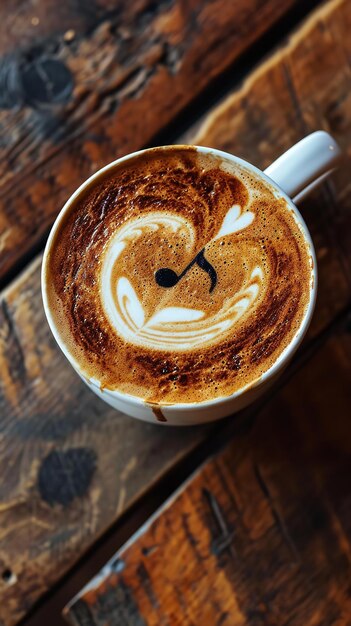 L'œuvre d'art de Gclef à la manière d'un bar de musique latte vue supérieure savoureuse IA générative