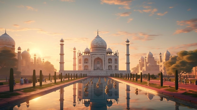 Une œuvre d'art mettant en vedette des monuments culturels renommés, le Taj Mahal