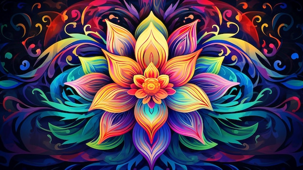 Une œuvre d'art psychédélique inspirée de la fleur de lotus thaïlandaise