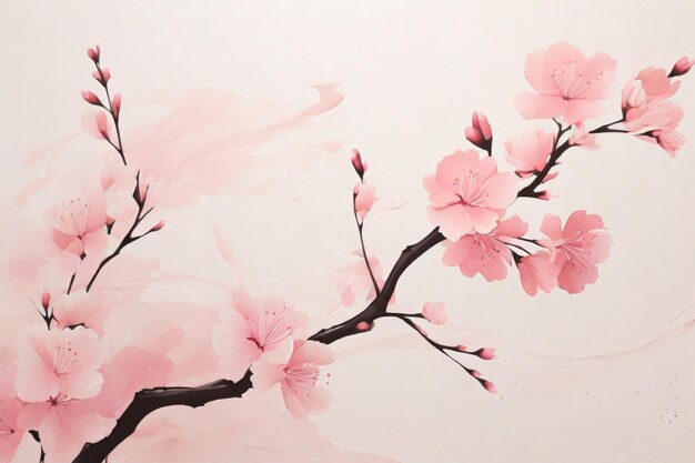 Une œuvre d'art sakura minimaliste avec des traits simples mais élégants capturant l'essence de la cerise