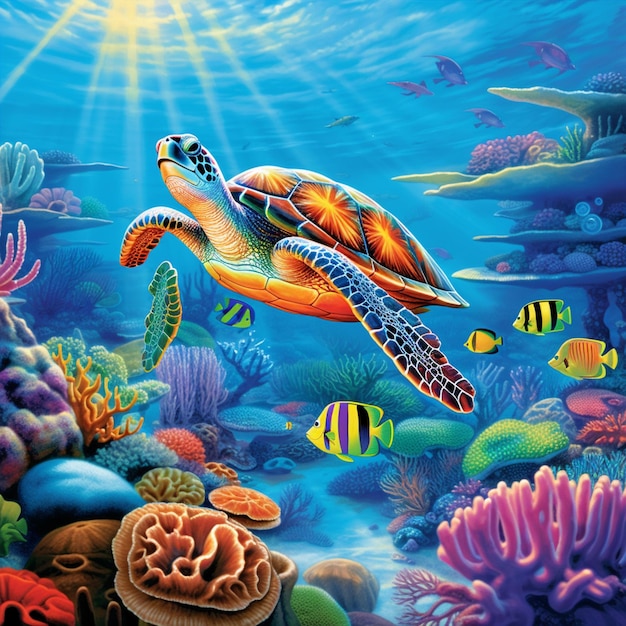 Photo une œuvre d'art vibrante et détaillée d'un magnifique récif corallien
