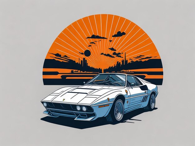 Oeuvre vintage de voiture rétro vintage pour illustration vectorielle graphique tshirt