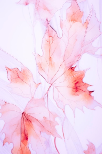 Oeuvres d'aquarelle de feuille d'érable dans le thème de couleur pourpre