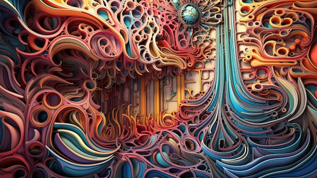 Des œuvres d'art fractales complexes affichant un étonnant jeu de formes et un schéma de couleurs vibrant Une beauté mathématique des motifs hypnotisants Une complexité numérique générée par l'IA