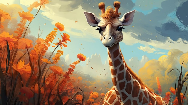 Des œuvres d'art de girafe anthropomorphique